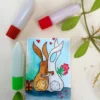 ACEO original painting watercolor animal bunny rabbit love valentine art