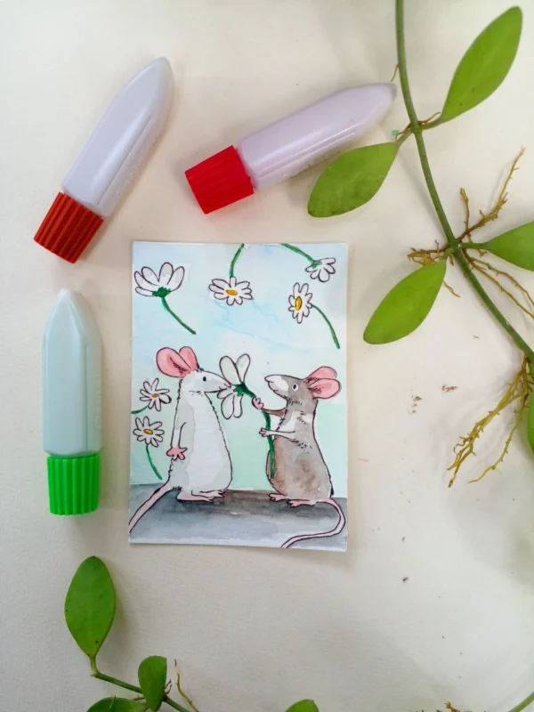 Mouse Love Valentine With Flowers Forest