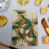 ACEO Original Watercolor Painting Gold Abstract Girl Chamomile Art Hand Painted