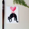 ACEO original painting watercolor valentine's day love BLACK cat