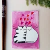 ACEO original painting watercolor valentine's day love cat couple pink