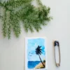 mini original painting watercolor landscape beachside
